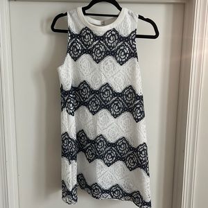 White and Blue Lace Dress